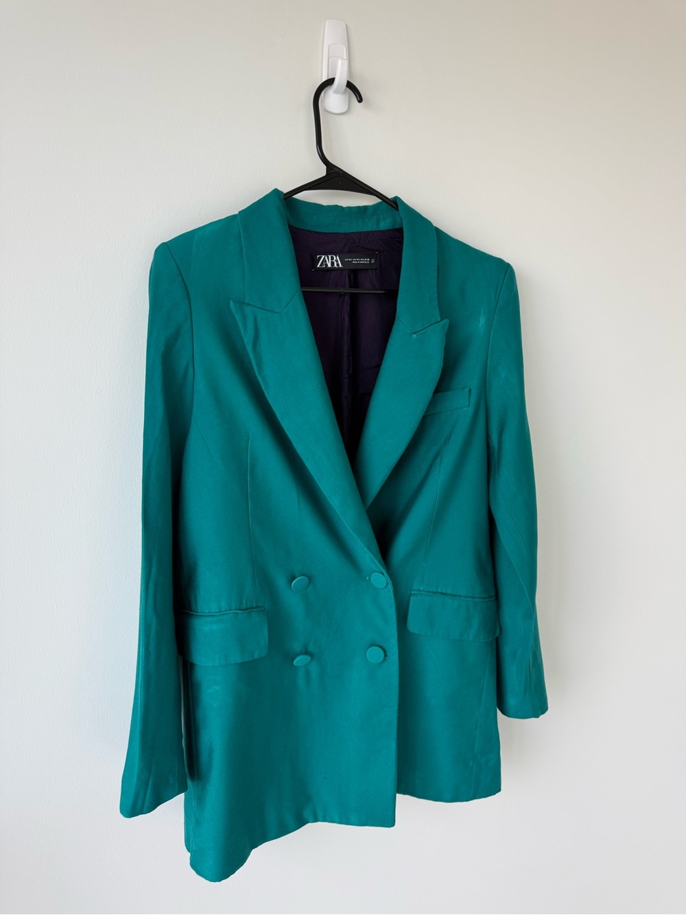 Zara Teal Double-Breasted Blazer